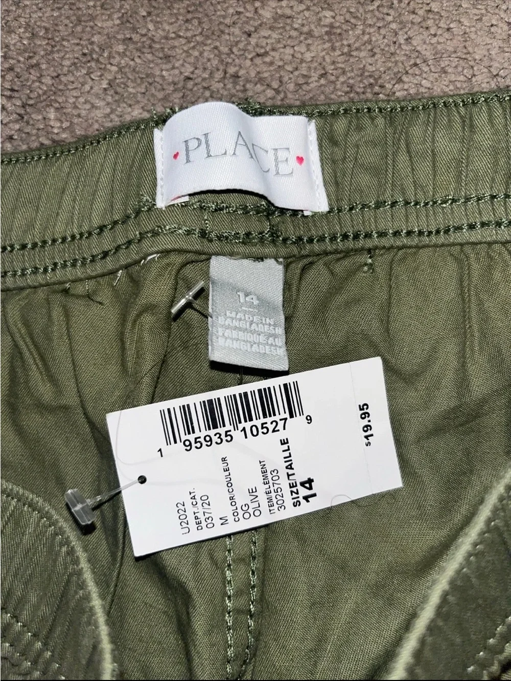 The Children's Place Olive Green Jogger Capri Pants girls size 14